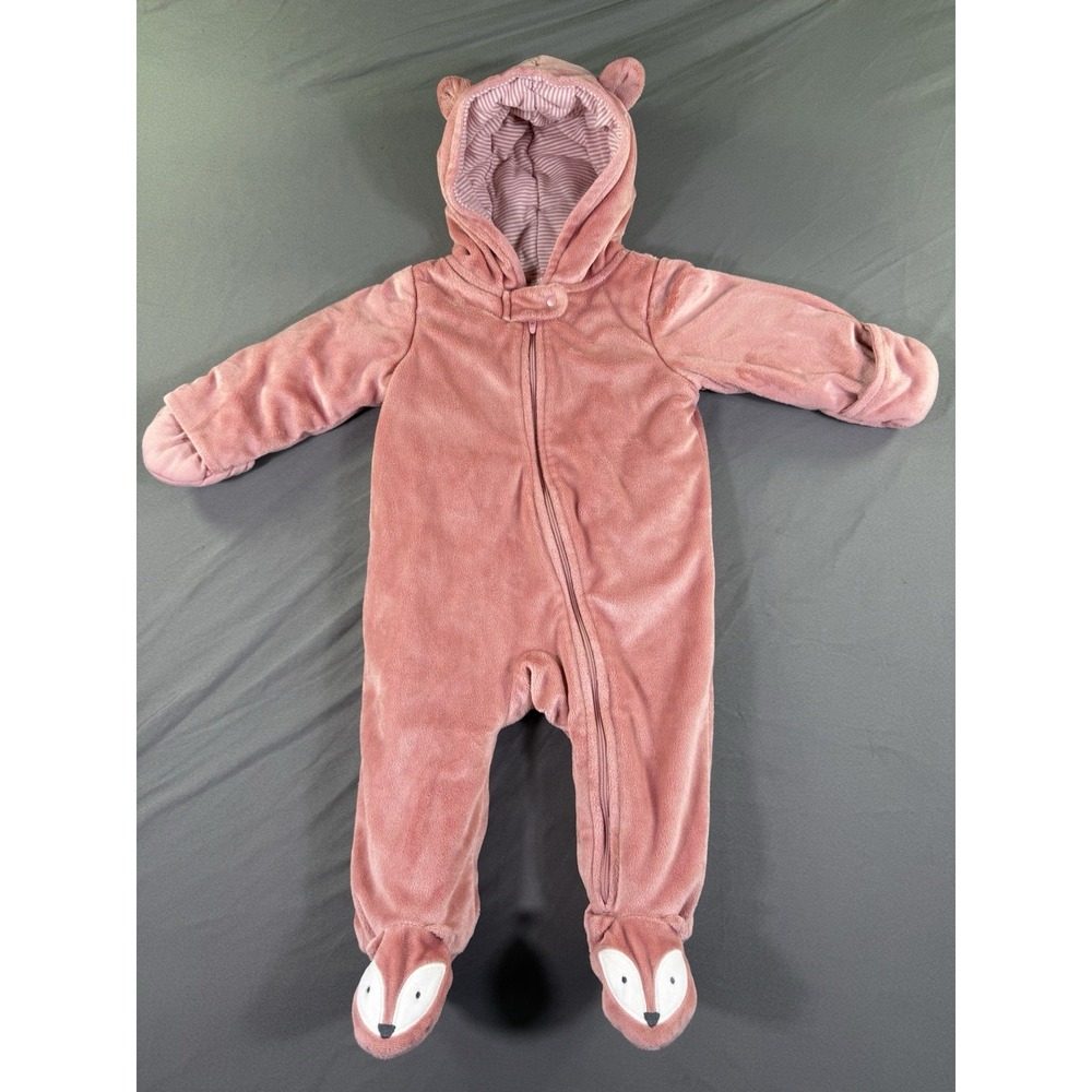 Carters Just One You Baby Girls Fox Hooded Pink Blush Jumpsuit Size 9 Months